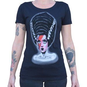 Bride of the Dust Frankenbride David Bowie Custom Art Black Tee S-M-L-XL-2XL NWT